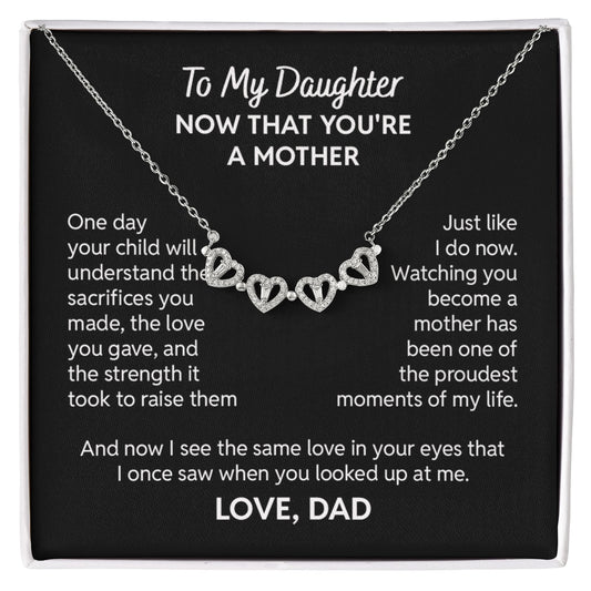 To My Daughter Necklace – Now That You're a Mother Gift | Magnetic Hearts Necklace