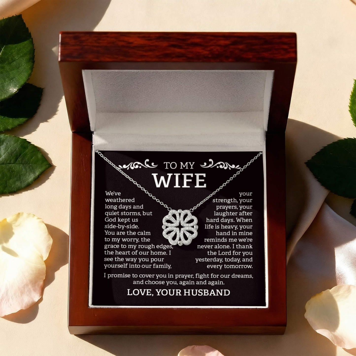 To My Wife –Magnetic Hearts Necklace from Husband | God Kept Us Side-by-Side