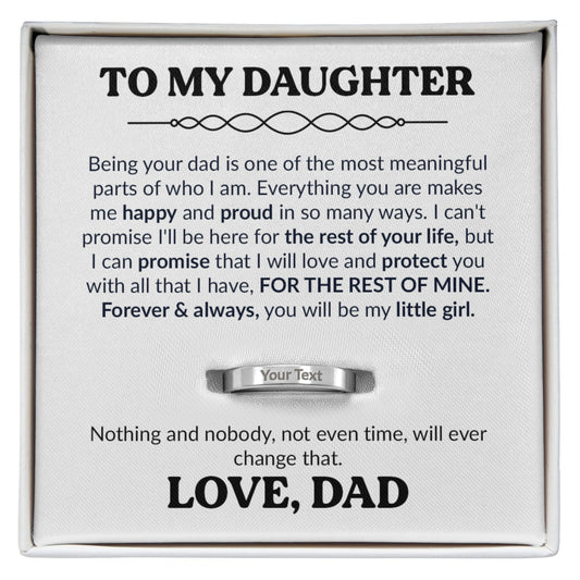 To My Daughter – Forever & Always My Little Girl Personalized Ring