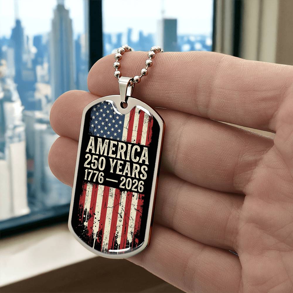 America 250th Anniversary Dog Tag Necklace