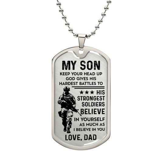 My Son – Believe In Yourself Dog Tag Necklace Gift