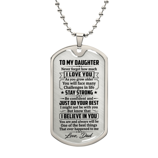To My Daughter Dog Tag Necklace – Love Dad Gift