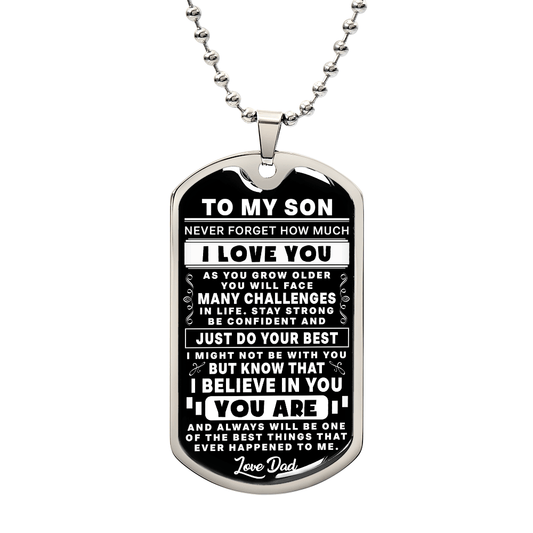Dad to Son Dog Tag Necklace — Gift for Son