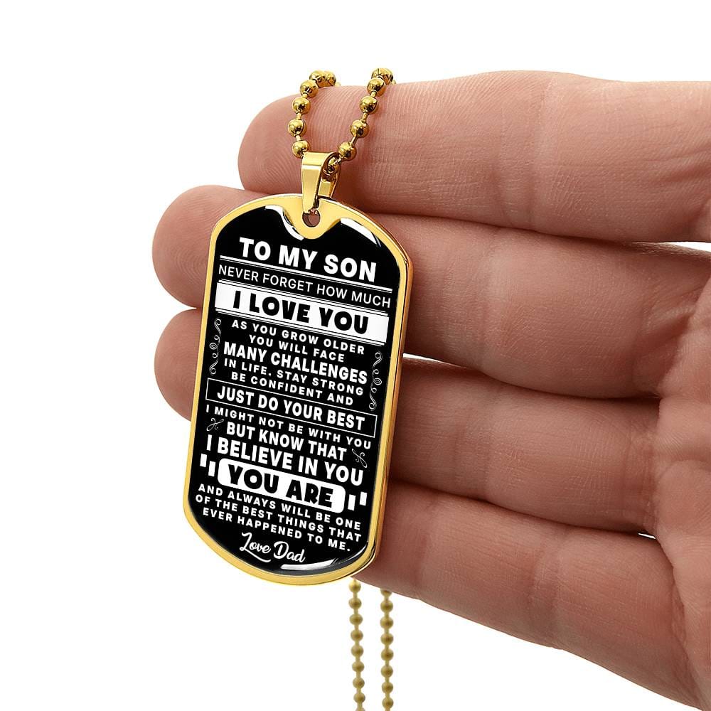 Dad to Son Dog Tag Necklace — Gift for Son