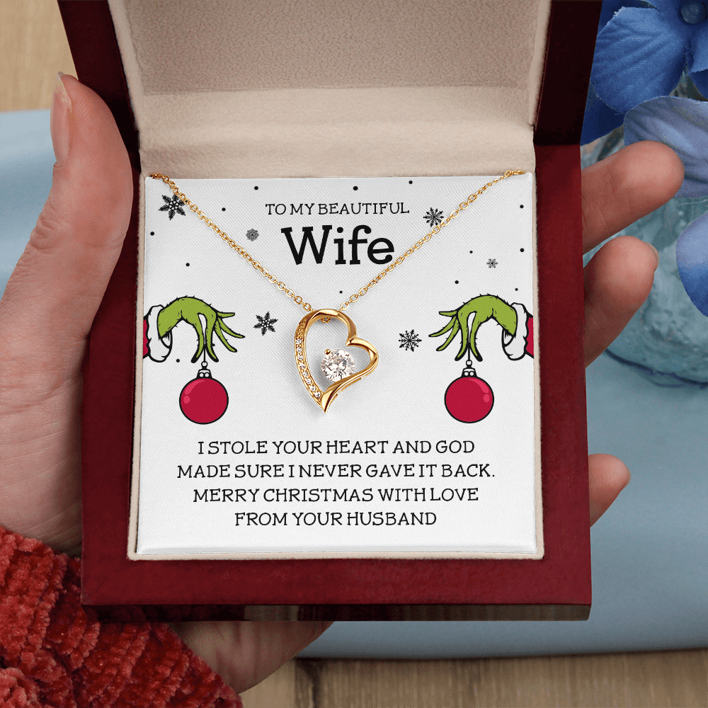 To My Beautiful Wife – I Stole Your Heart Forever Love Necklace