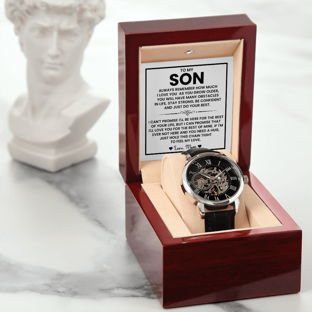 To My Son – “Just Do Your Best” Skeleton Watch From Mom
