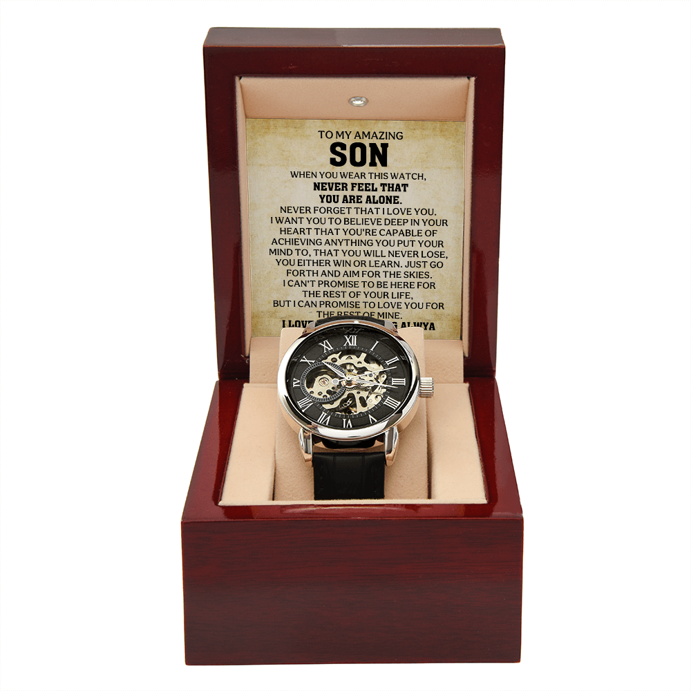 To My Son – “Never Feel That You Are Alone” Skeleton Watch Gift