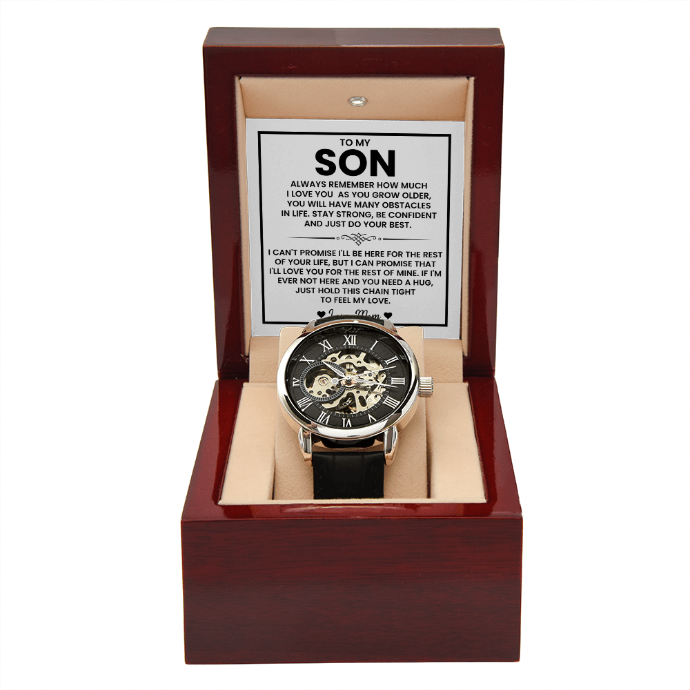 To My Son – “Just Do Your Best” Skeleton Watch From Mom