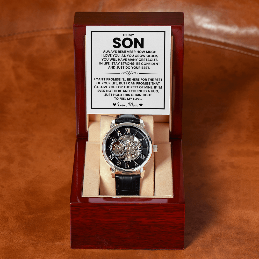 To My Son – “Just Do Your Best” Skeleton Watch From Mom