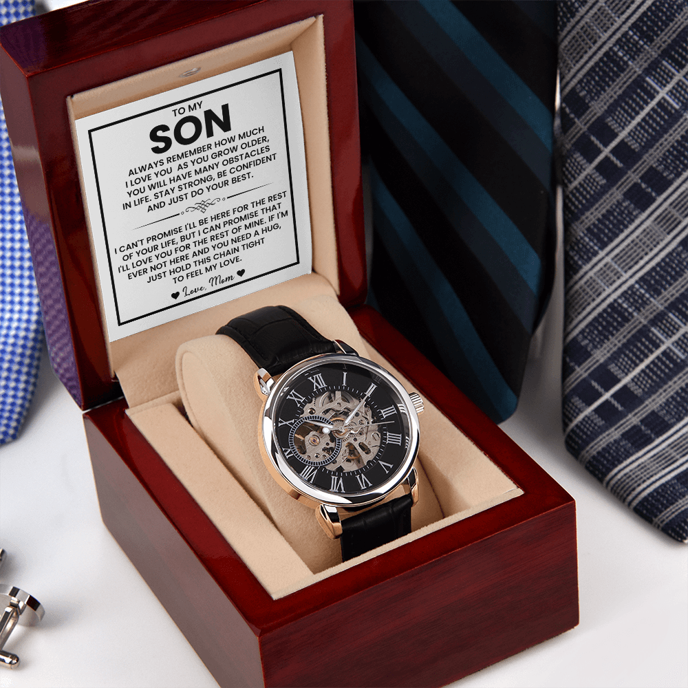To My Son – “Just Do Your Best” Skeleton Watch From Mom