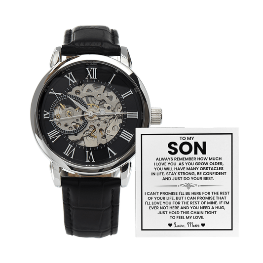 To My Son – “Just Do Your Best” Skeleton Watch From Mom
