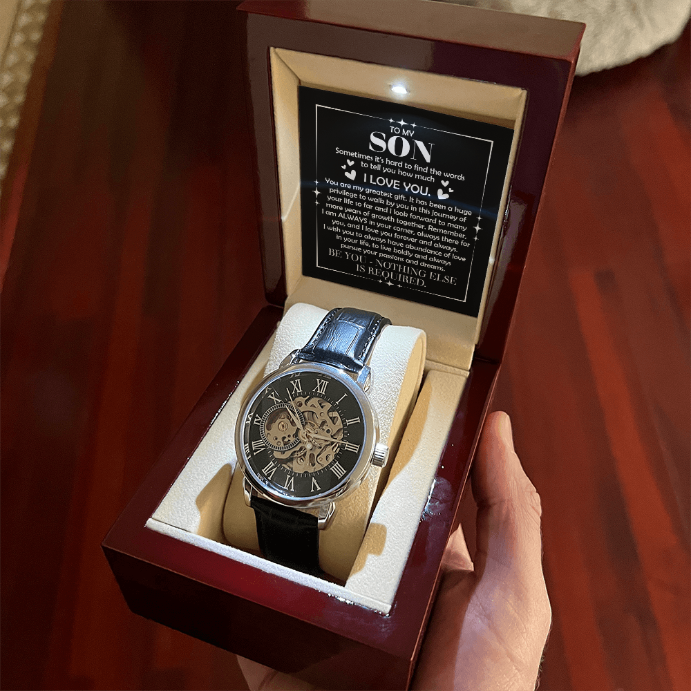 To My Son – "Be You, Nothing Else Is Required" Skeleton Watch Gift