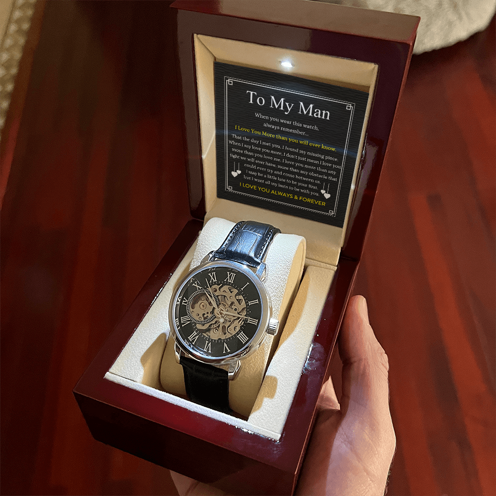 To My Man Skeleton Watch – A Timeless Gift from a Wife Who Loves Deeply
