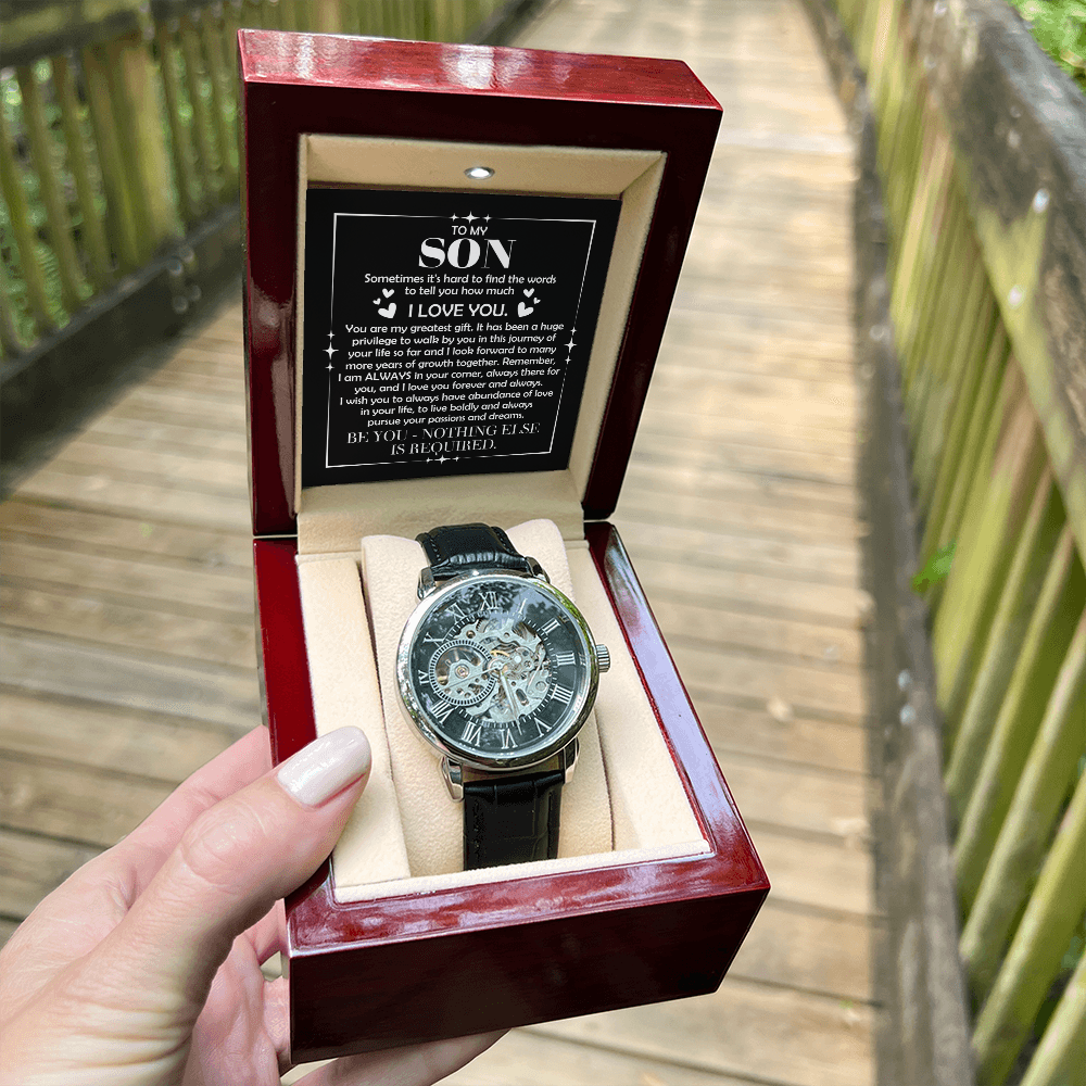 To My Son – "Be You, Nothing Else Is Required" Skeleton Watch Gift