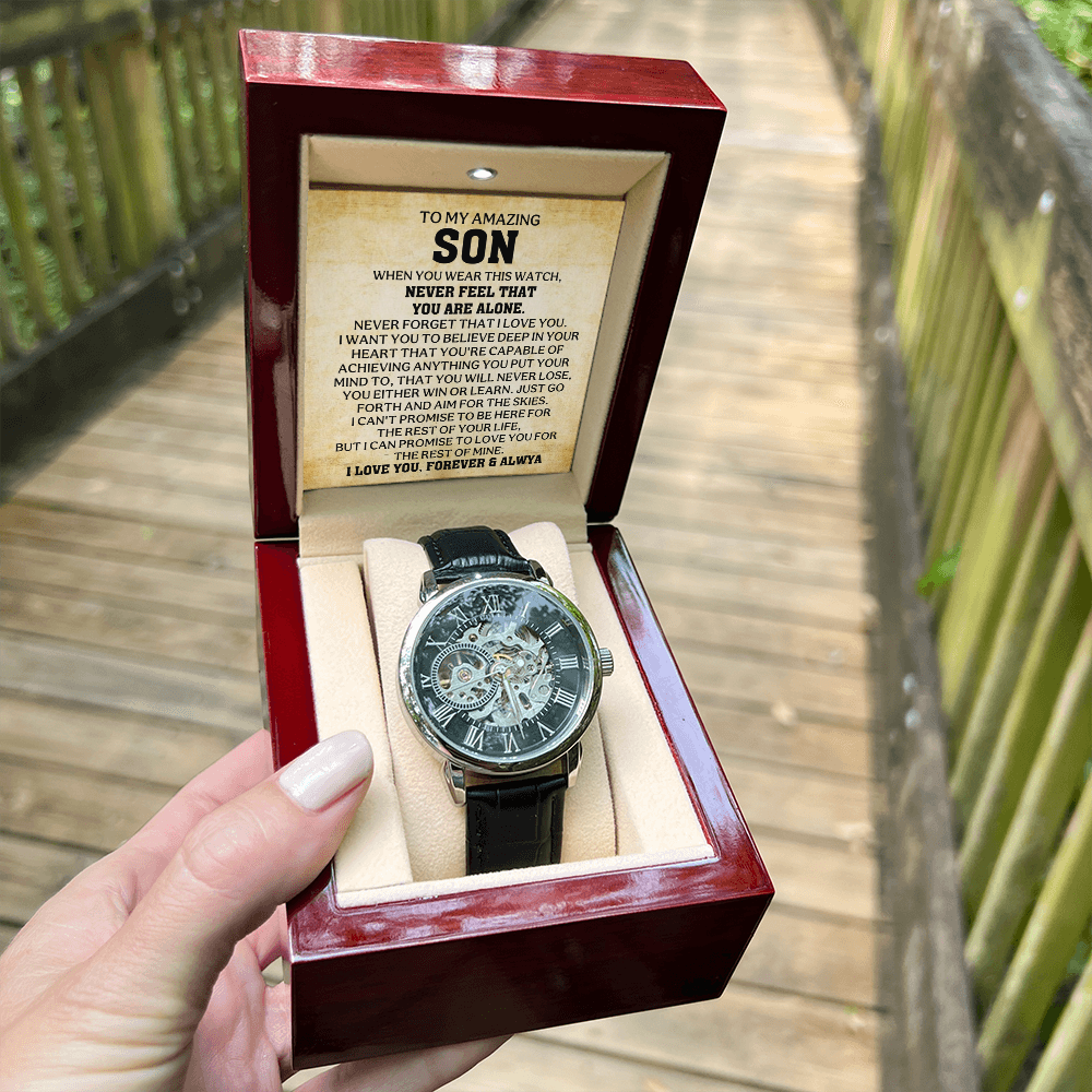 To My Son – “Never Feel That You Are Alone” Skeleton Watch Gift