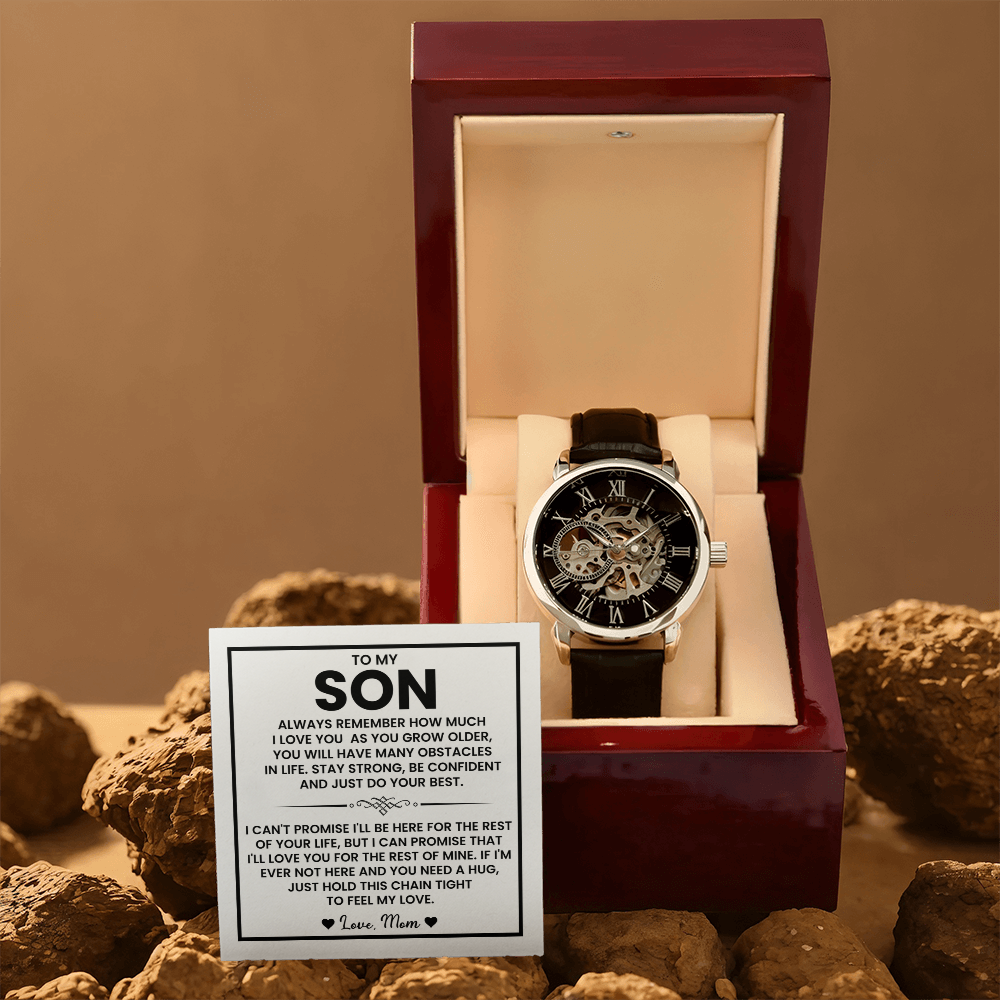 To My Son – “Just Do Your Best” Skeleton Watch From Mom