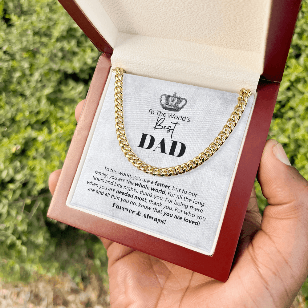 Gift For Dad – World's Best Dad Cuban Link Chain With Message Card