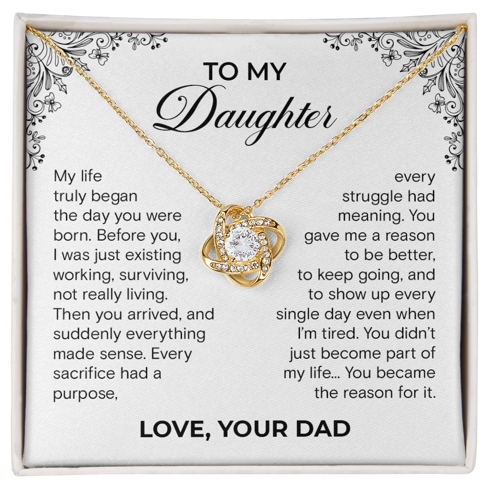 To My Daughter – You Became the Reason | Love Knot Necklace
