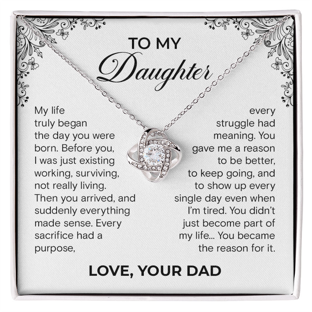 To My Daughter – You Became the Reason | Love Knot Necklace