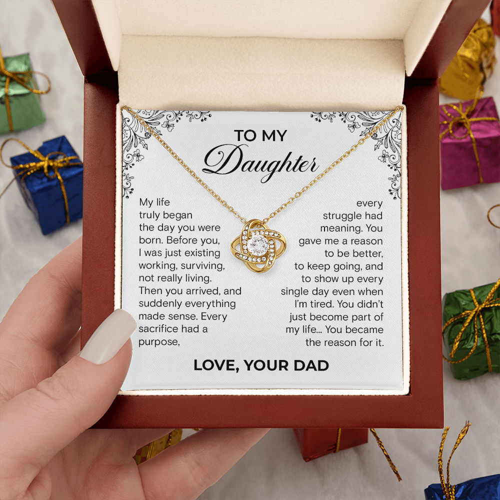 To My Daughter – You Became the Reason | Love Knot Necklace