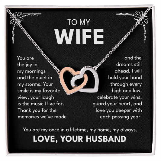 To My Wife – My Home, My Always | Interlocking Hearts Necklace
