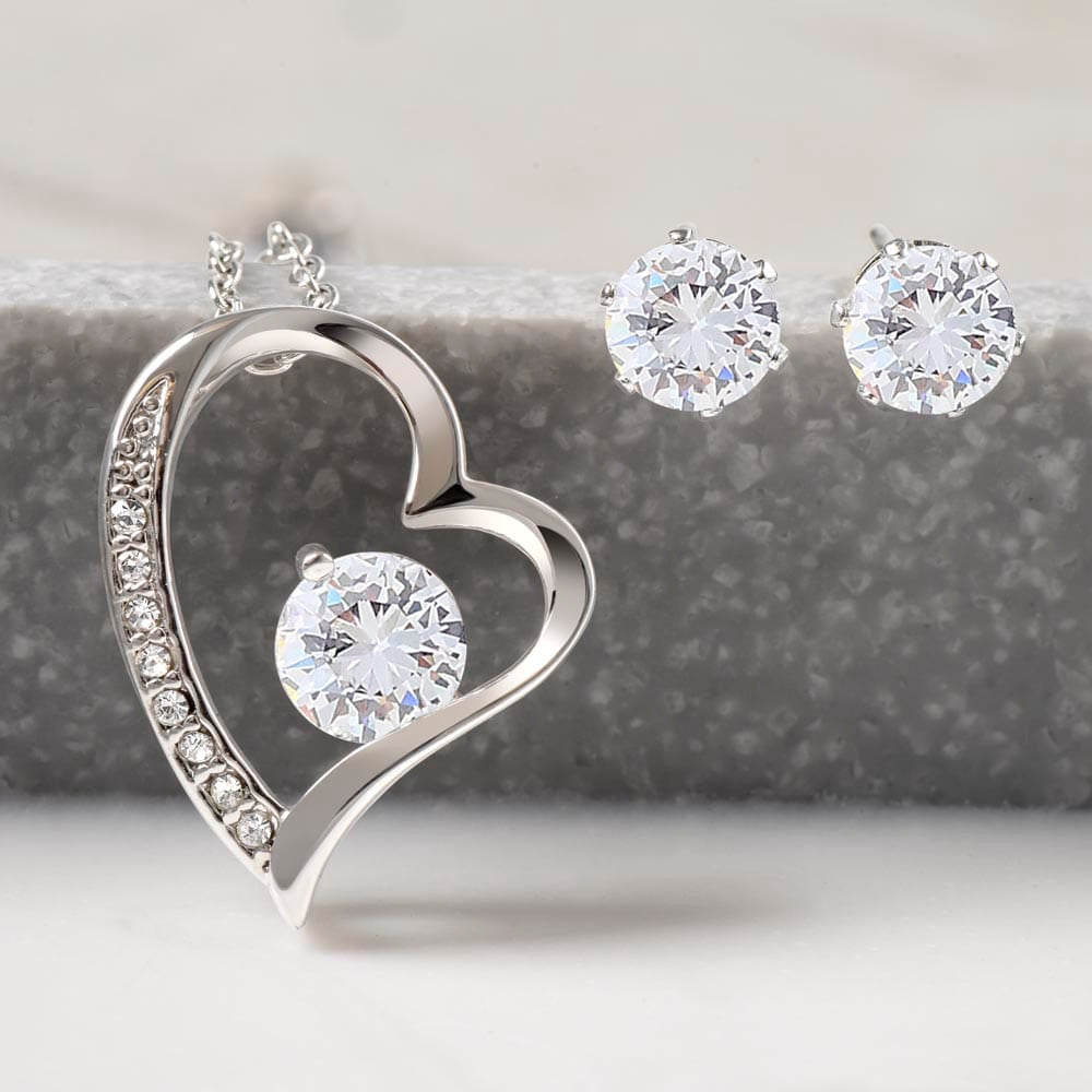 To My Granddaughter Heart Necklace with CZ Earrings Included – Sweetest Blessing