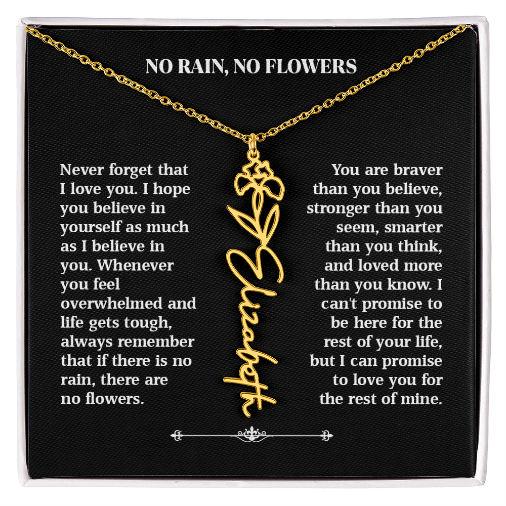 No Rain, No Flowers – Personalized Rose Necklace Gift for Her