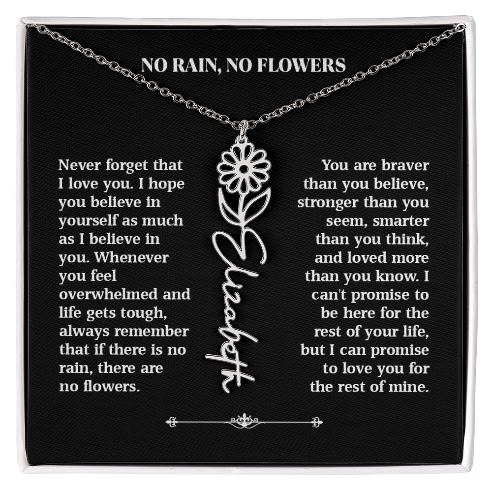 No Rain, No Flowers – Personalized Rose Necklace Gift for Her