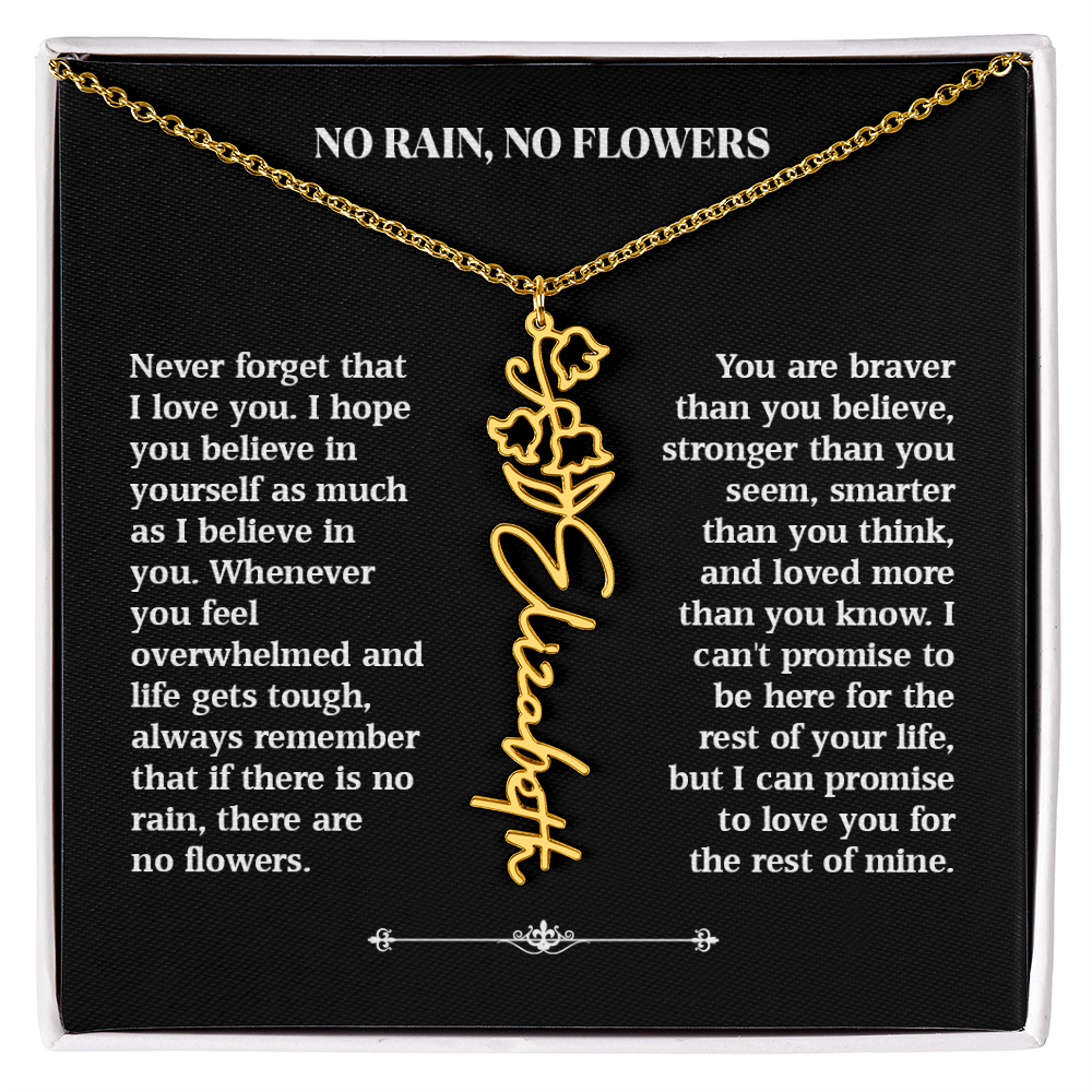 No Rain, No Flowers – Personalized Rose Necklace Gift for Her