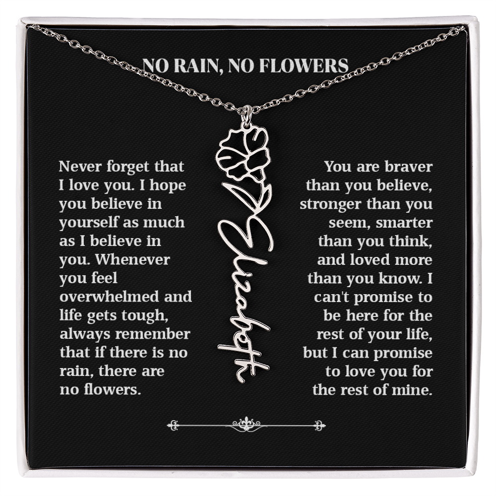 No Rain, No Flowers – Personalized Rose Necklace Gift for Her