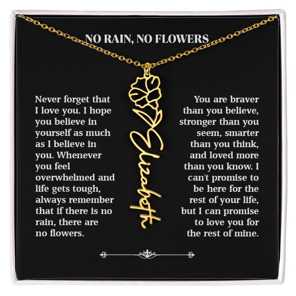 No Rain, No Flowers – Personalized Rose Necklace Gift for Her