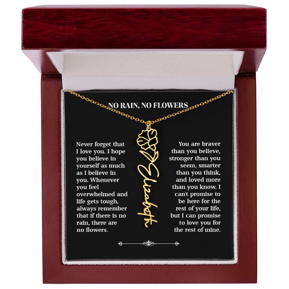 No Rain, No Flowers – Personalized Rose Necklace Gift for Her