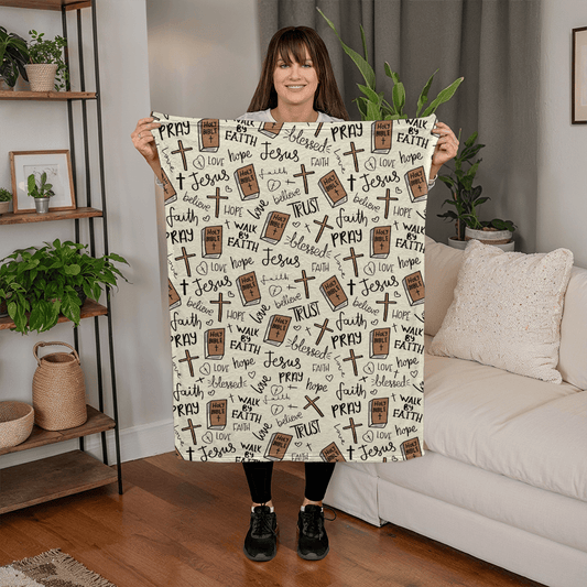 Faith Pray Trust Blessed – Christian Fleece Blanket