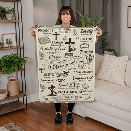 God Says You Are Blanket – Christian Faith Scripture Throw Gift