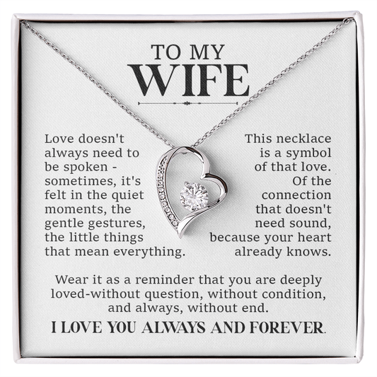 To My Wife – You Are Deeply Loved, Always & Forever Heart Necklace