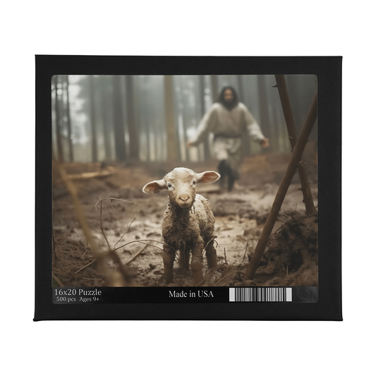 Jesus Chasing the Lost Lamb – 16x20 Puzzle | Christian Home Décor Gift