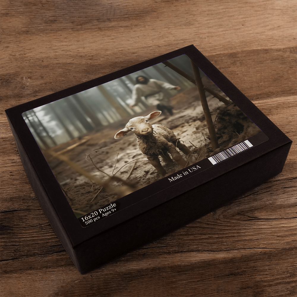 Jesus Chasing the Lost Lamb – 16x20 Puzzle | Christian Home Décor Gift