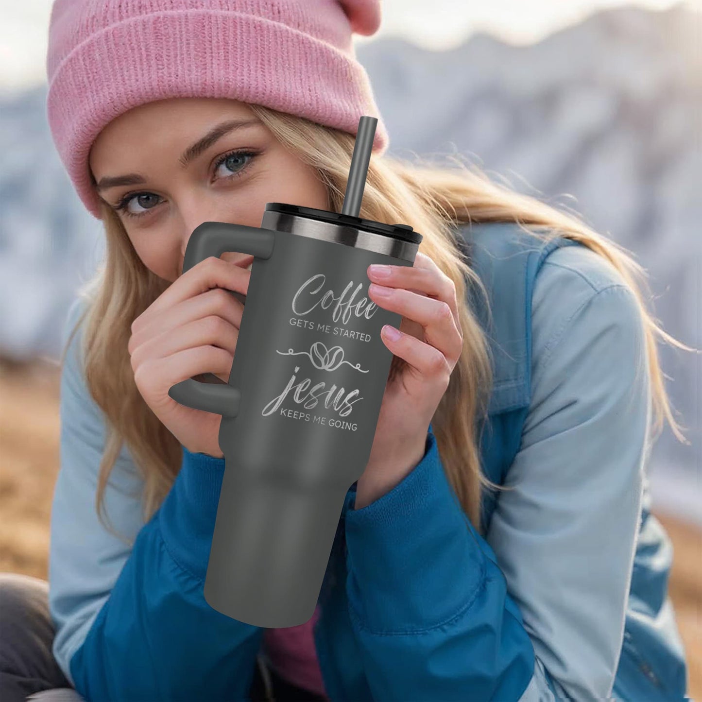 Coffee & Jesus | 40oz Laser Engraved Tumbler