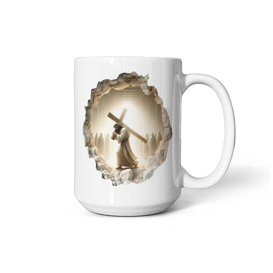 Jesus Carrying the Cross Christian Coffee Mug 15oz