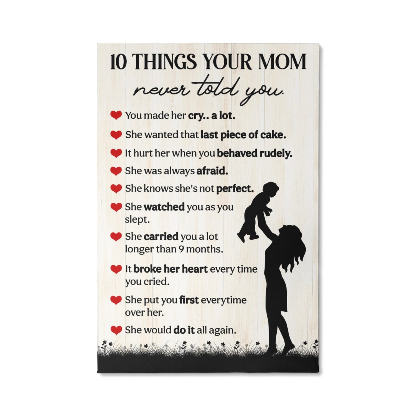 10 Things Mom Never Told You – Emotional Wall Art Gift