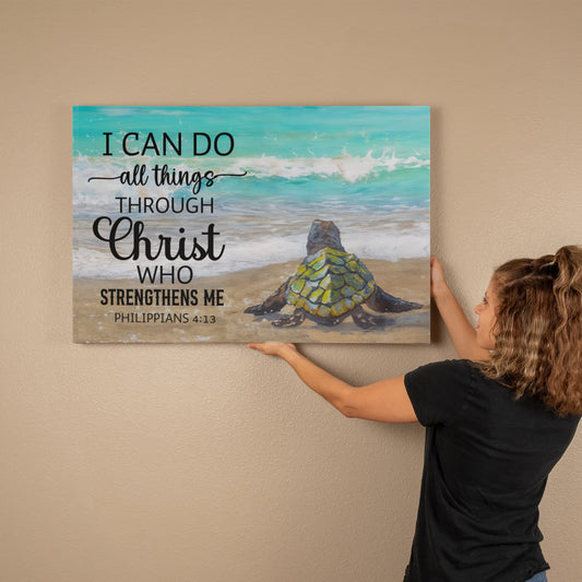 I Can Do All Things Through Christ Canvas – Philippians 4:13 Turtle Wall Art 36×24