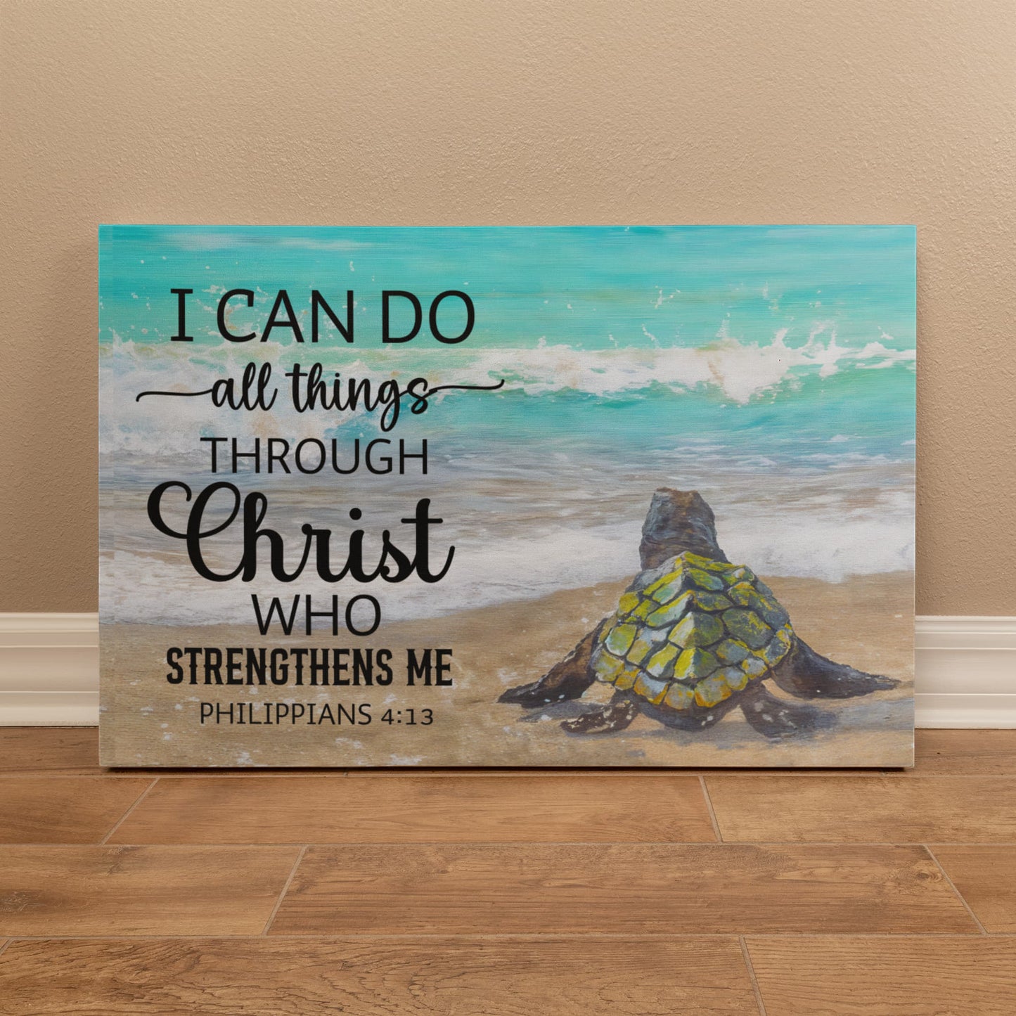 I Can Do All Things Through Christ Canvas – Philippians 4:13 Turtle Wall Art 36×24