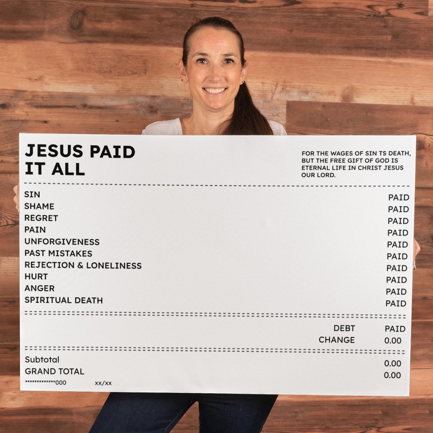 Jesus Paid It All Wall Art – Christian Faith Receipt Canvas Print