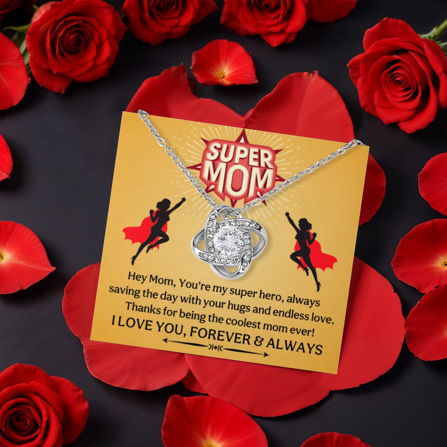 Super Mom β Forever & Always (Rotating Rose Necklace)