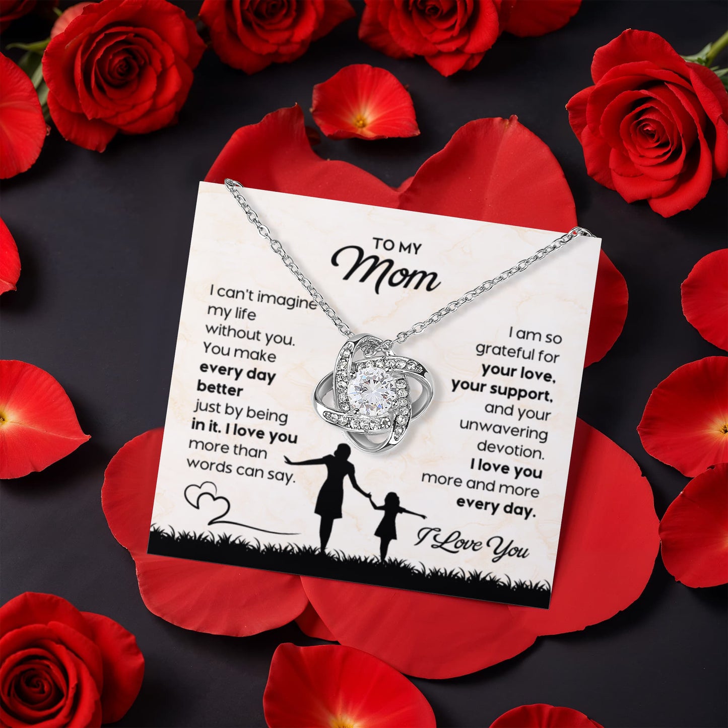 To My Mom – My Everyday Blessing (Rotating Rose Necklace)