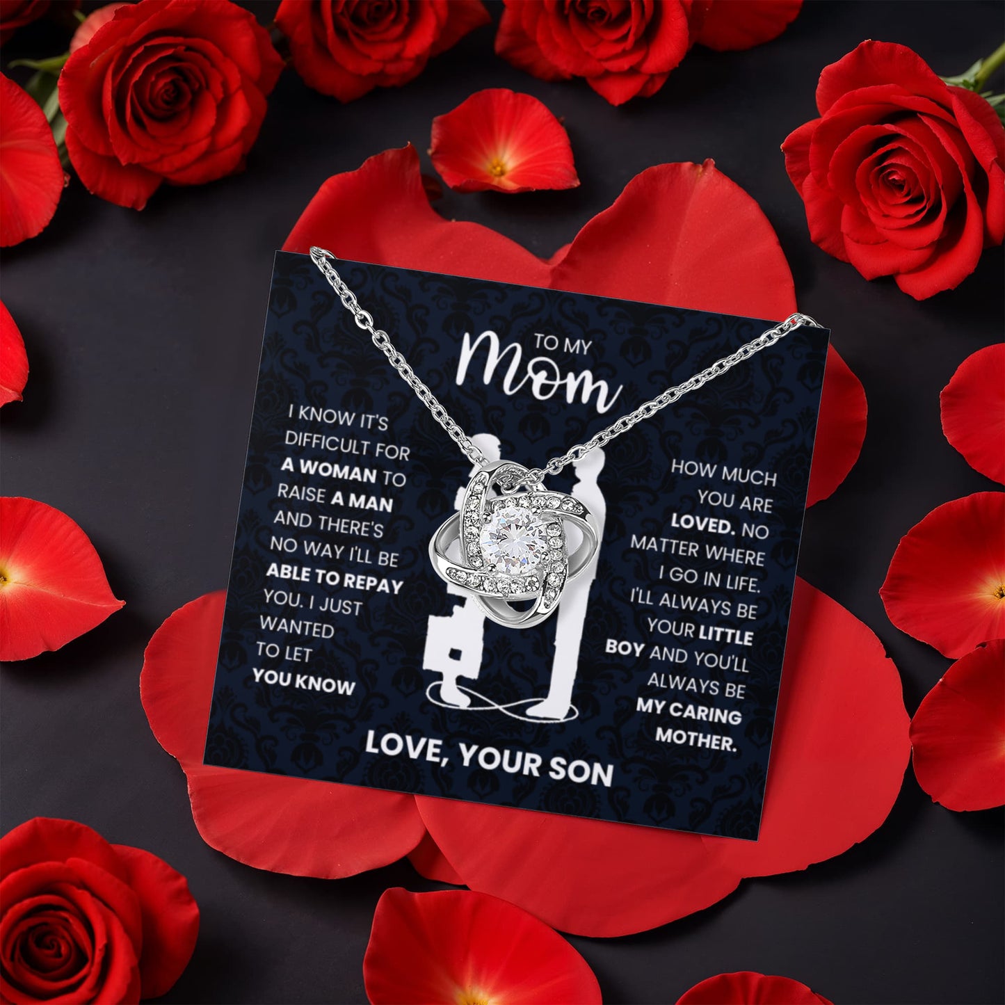 To My Mom – From Your Son (Rotating Rose Necklace)