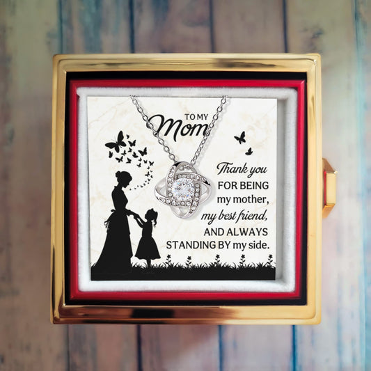 Mom – My Best Friend (Rotating Rose Necklace)