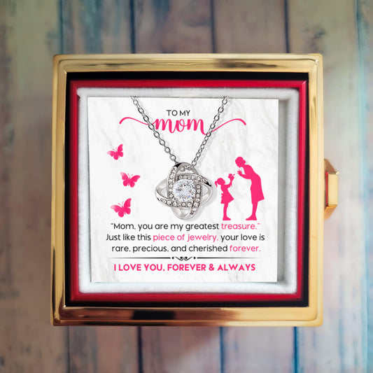 Mom – My Greatest Treasure (Rotating Rose Necklace)