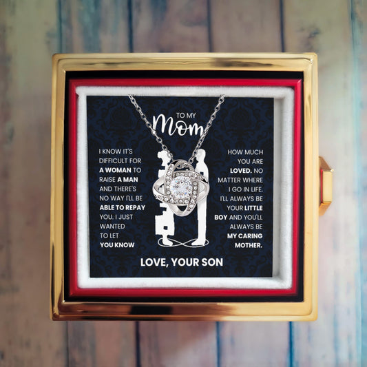 To My Mom – From Your Son (Rotating Rose Necklace)