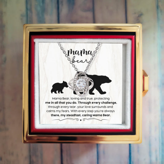 Mama Bear – Rotating Rose Necklace Gift